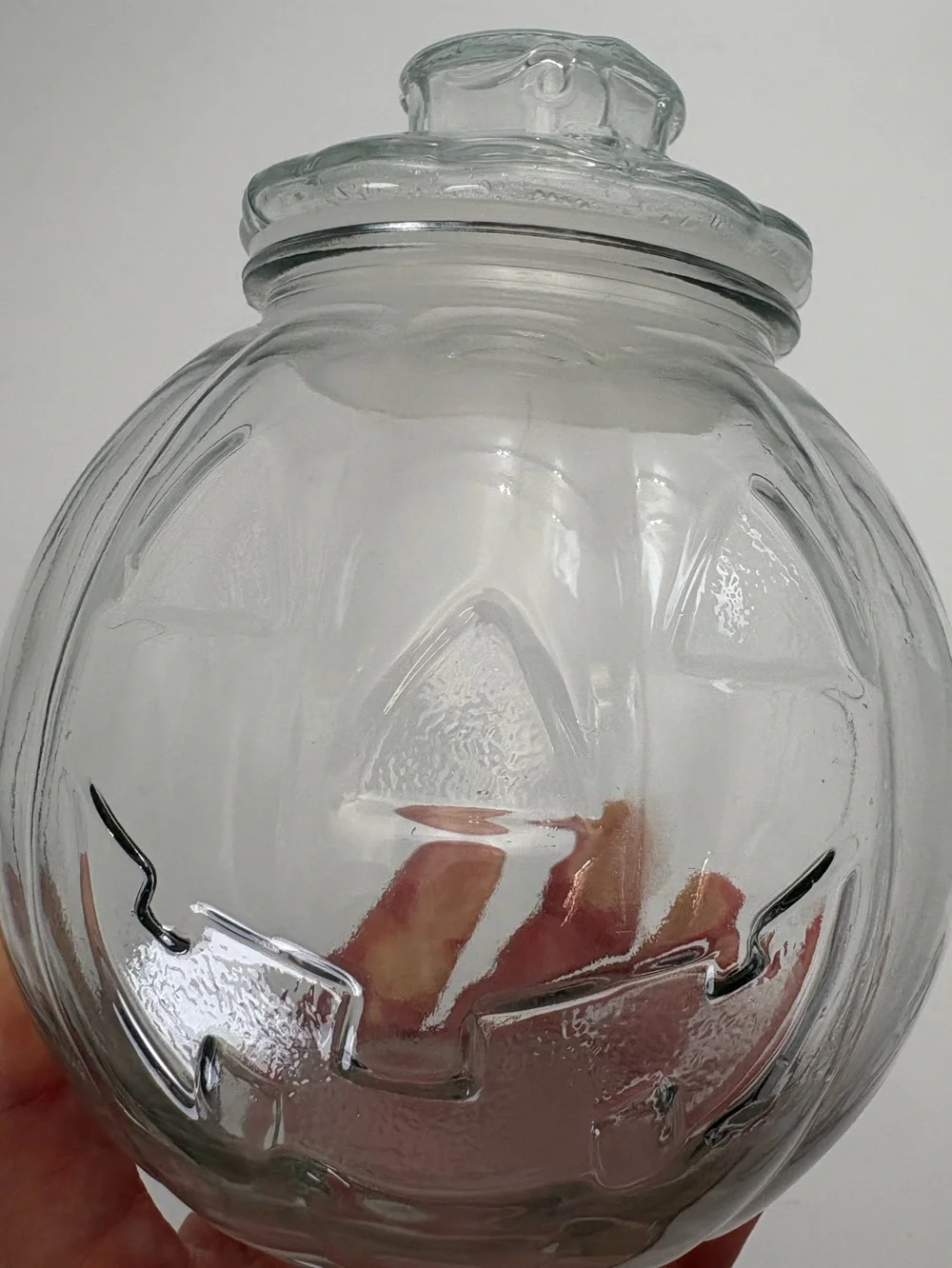 Vintage Libbey Clear Glass Halloween Jack-O'-Lantern Candy Jar